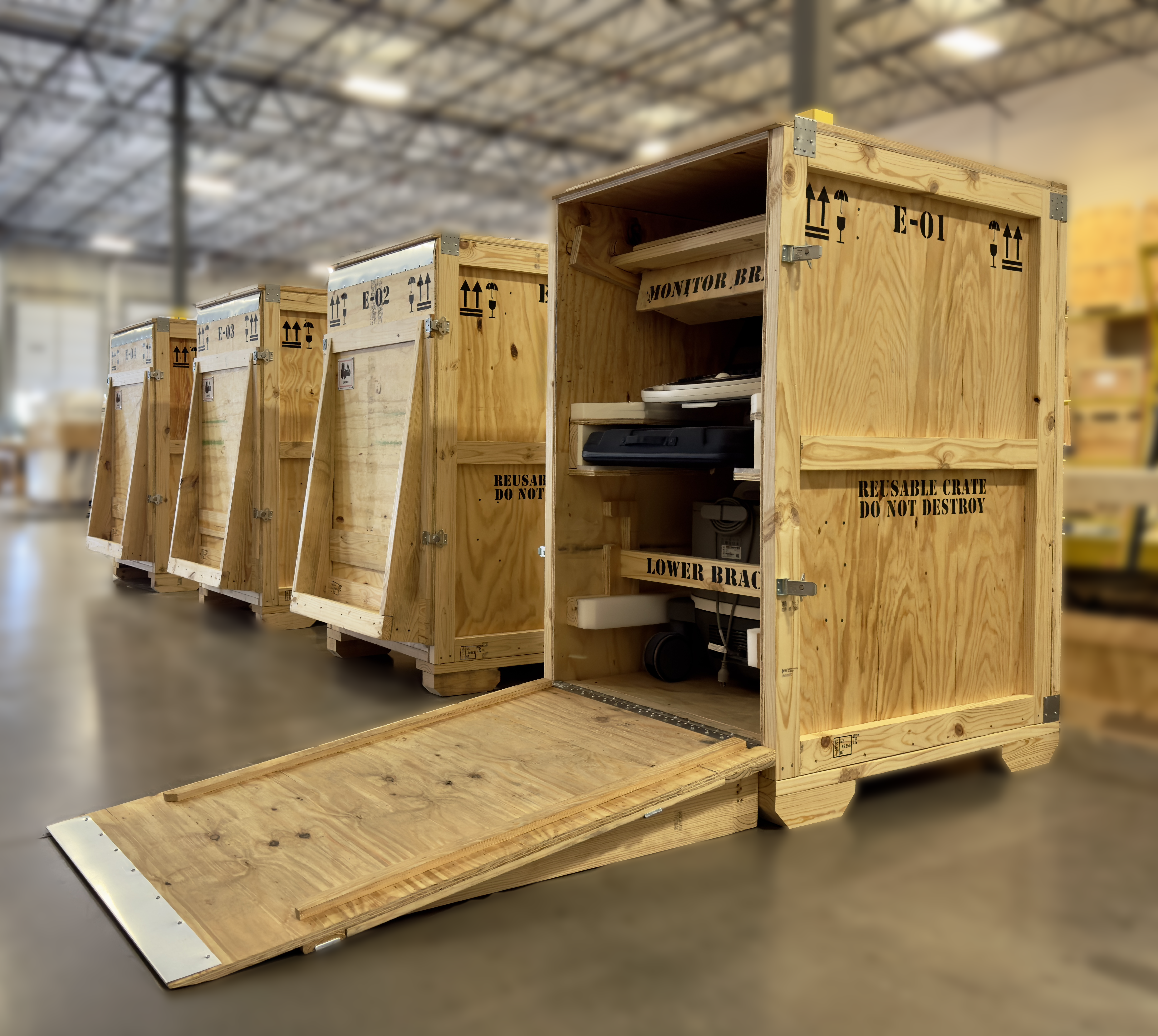 Medical Equipment Custom Wood Crate Shipping Containers